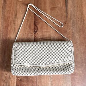 Vintage Pelle Italia of Italy Cream Chain Mail 11" Purse Metal Flap Bag Gold